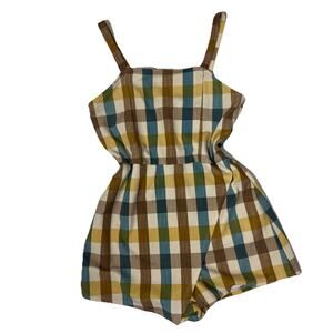 Vintage Almost Famous Plaid Romper Large Y2K Cottagecore Boho Sleeveless Wrap